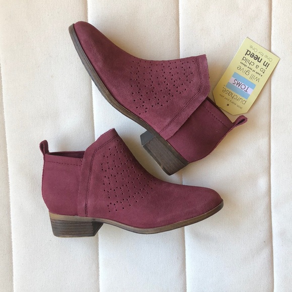 TOMS Shoes - TOMS Deia Booties in Oxblood Suede